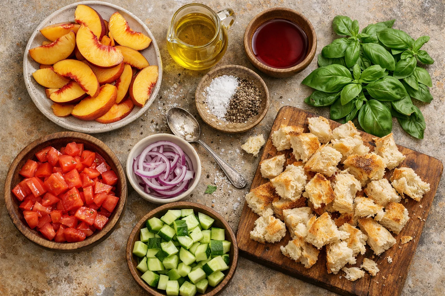 peach panzanella salad