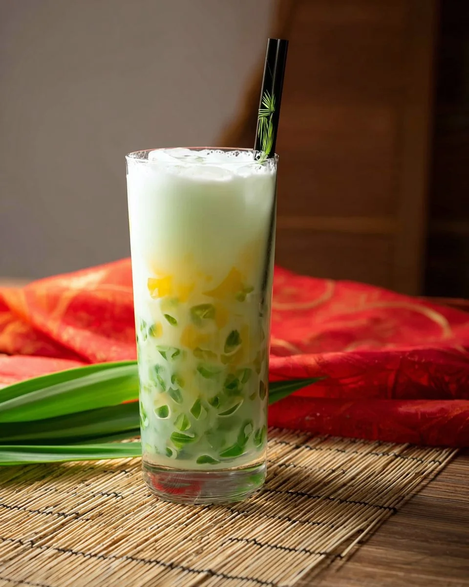 Bubble Tea Noodles in Coconut Milk (Lod Chong Singapore / Cendol)