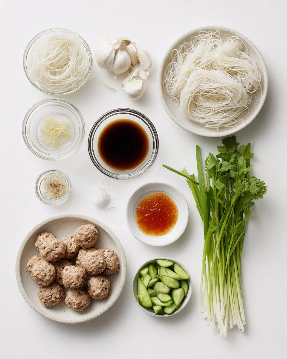 Crispy Meatballs with Glass Noodles & Sweet Chili Sauce