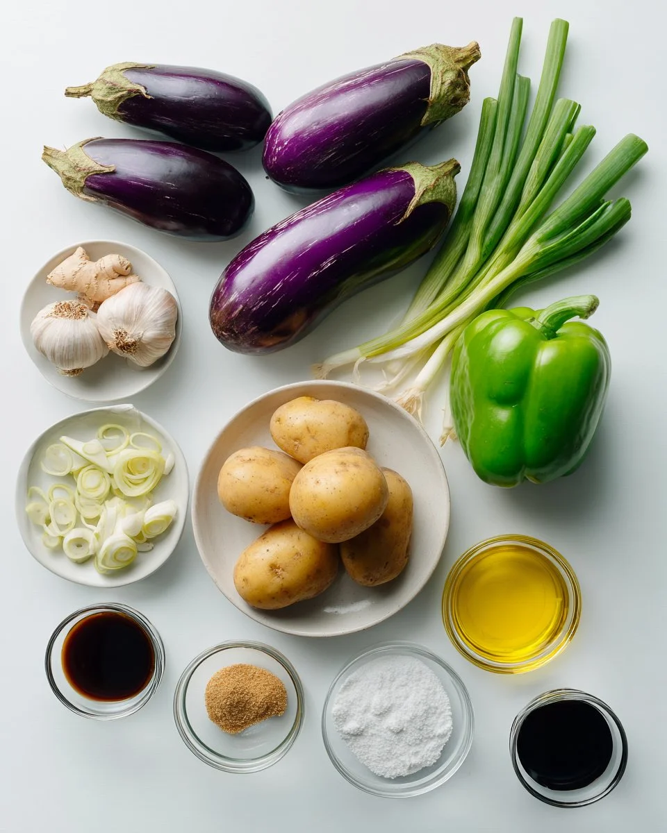 Dongbei Stir-Fried Eggplant, Potato and Bell Pepper