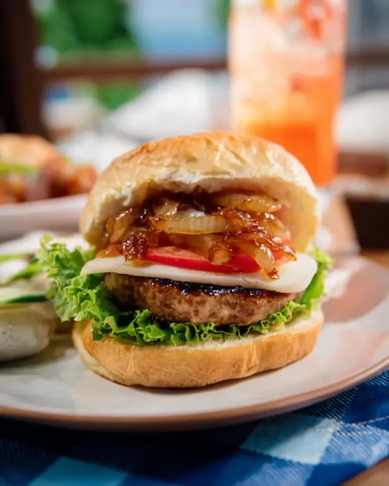 Delicious Massaman Curry Burger loaded with rich flavors and spices.