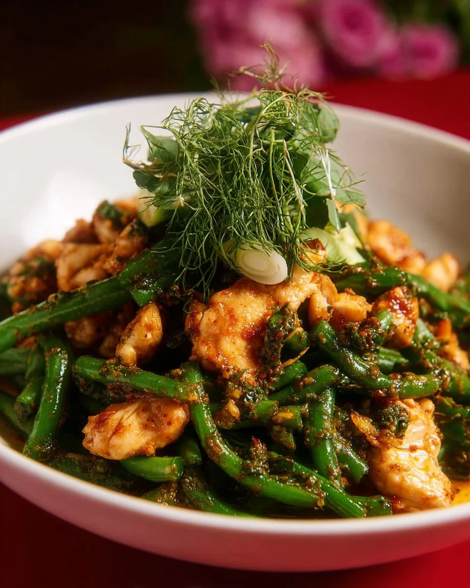 Pad Prik King Thai Red Curry Stir Fry with Chicken