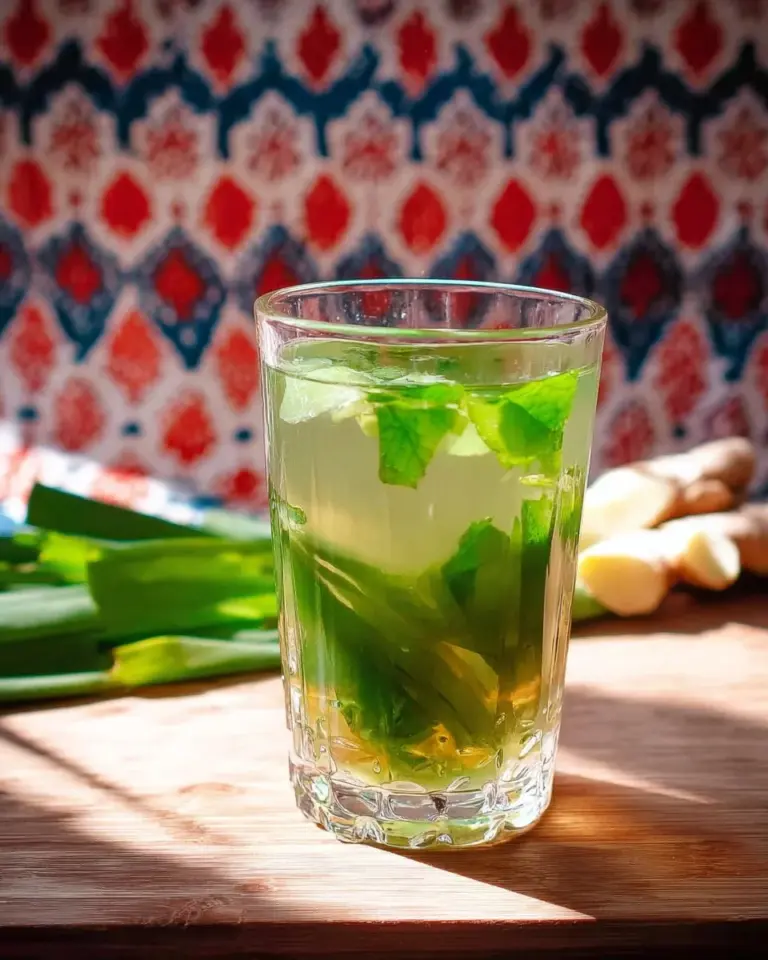 Pandan Lemongrass Jelly served iced tea style in a clear glass