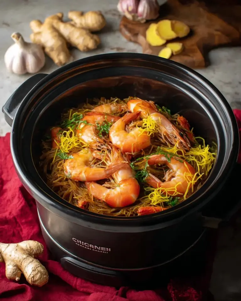 Rice cooker noodles with shrimp and ginger recipe