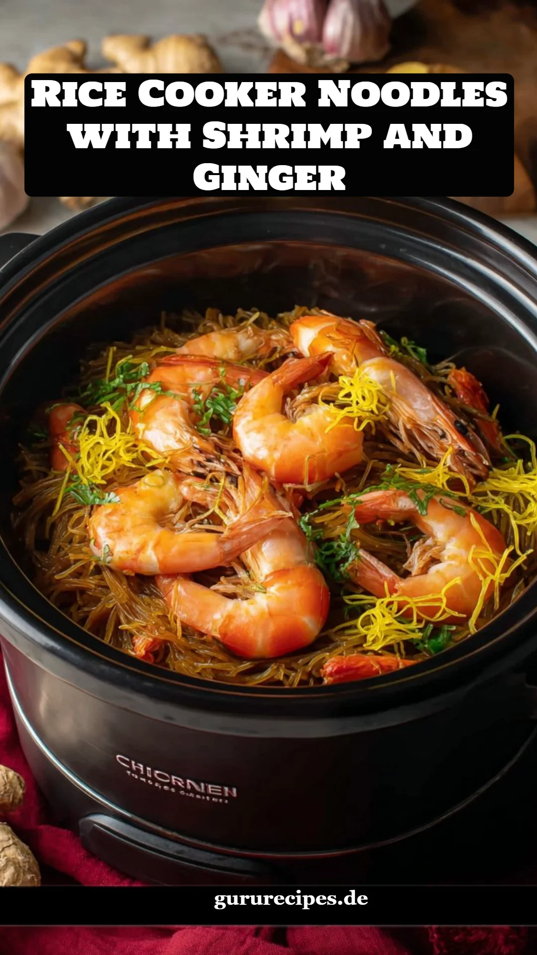 Rice Cooker Noodles with Shrimp and Ginger