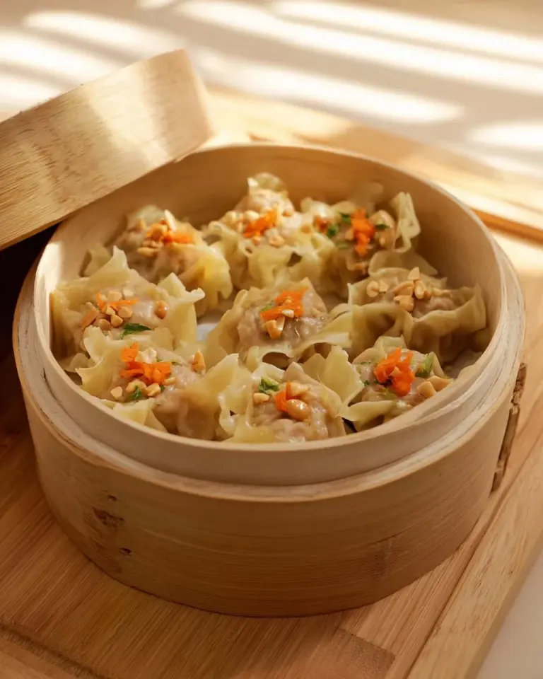 Delicious shrimp and pork dumplings served on a plate