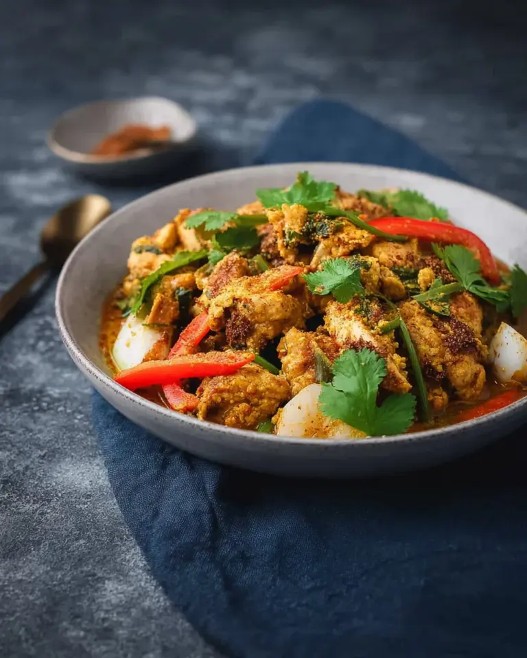 Thai Curry Crab Stir Fry served in a bowl with fresh herbs and spices