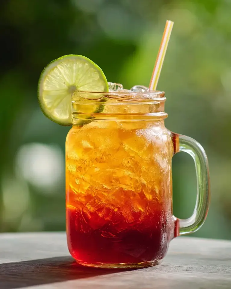Refreshing glass of Thai Lime Tea with lime slices and mint leaves