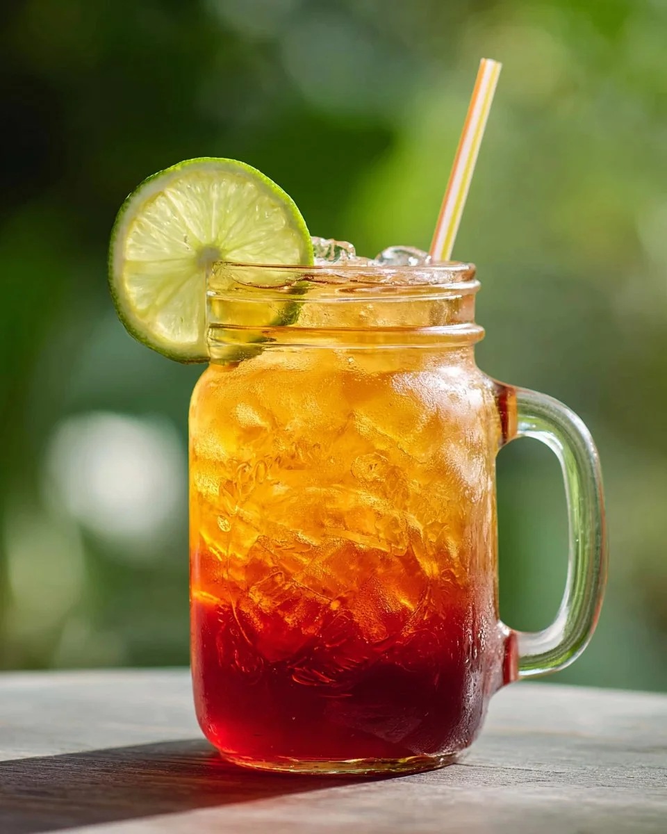Refreshing glass of Thai Lime Tea with lime slices and mint leaves