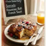 Delicious Hawaiian Roll French Toast topped with syrup and fresh berries
