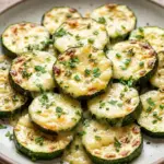 Crunchy garlic parmesan roasted zucchini on a plate