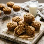 Baked Zucchini Carrot Muffins on a cooling rack, healthy snack option