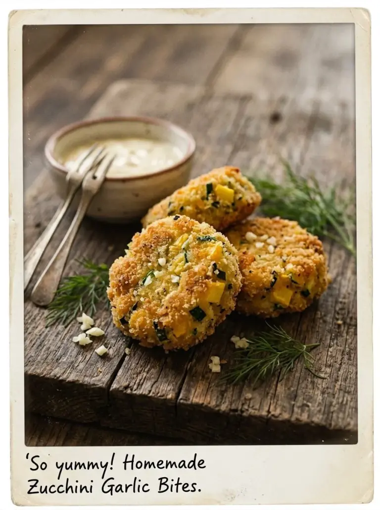 Zucchini garlic bites served as a tasty appetizer on a platter.