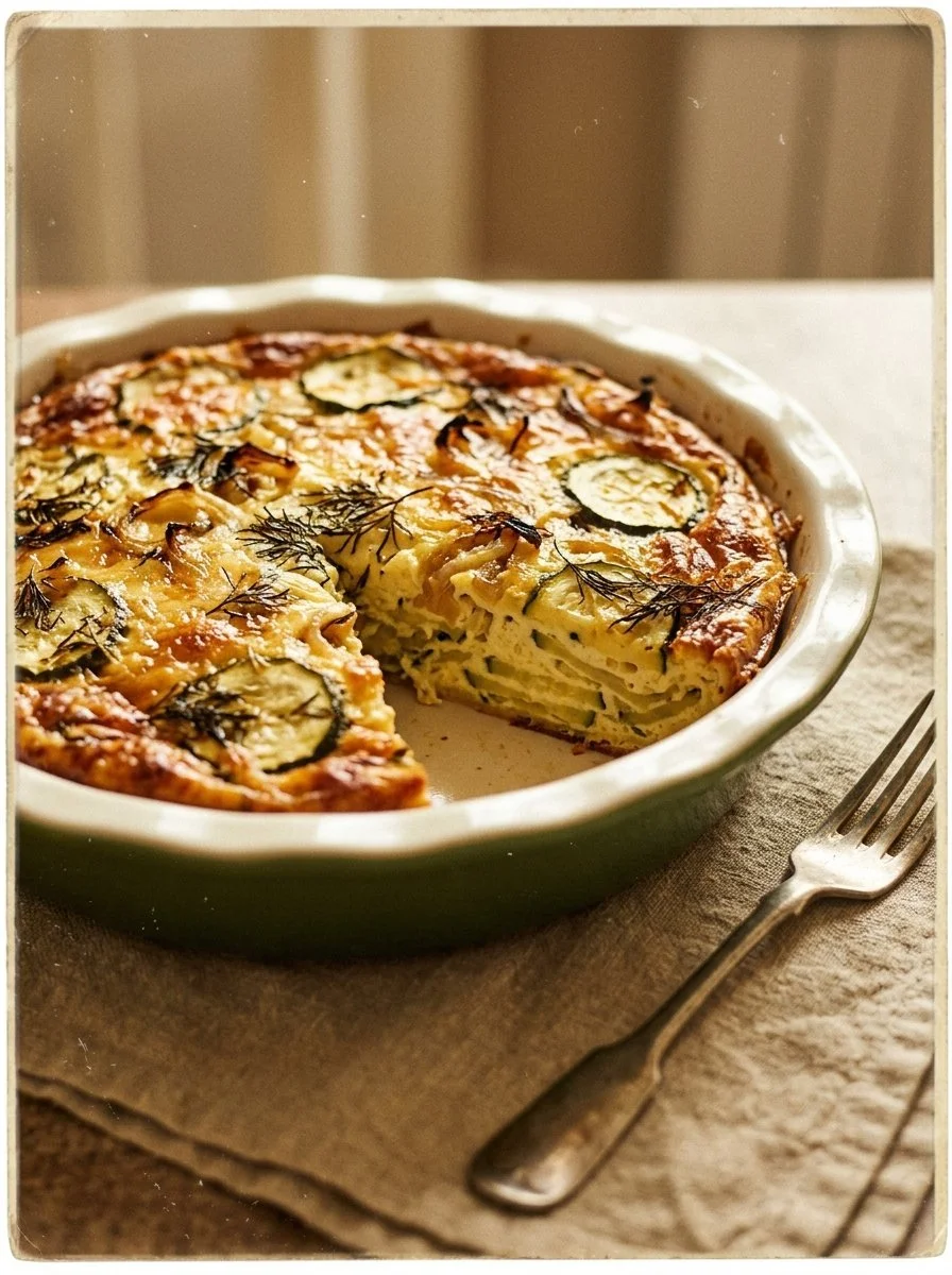 Delicious homemade zucchini pie served on a plate